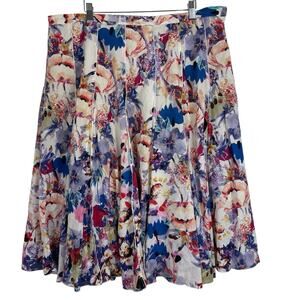 Coldwater Creek Skirt Women XL Cotton Floral Midi Lined Cottagecore Boho